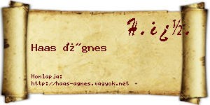 Haas Ágnes névjegykártya